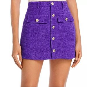 Aqua Royal Purple Mini Skirt with Gold Buttons